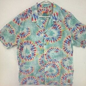Liquid Blue Multicolor Tie-Dye Button Down Shirt